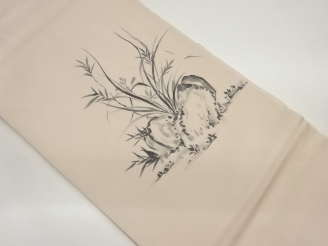 JAPANESE NAGOYA OBI / SHIOZE / HAND PAINTED / FLORAL PLANTS
